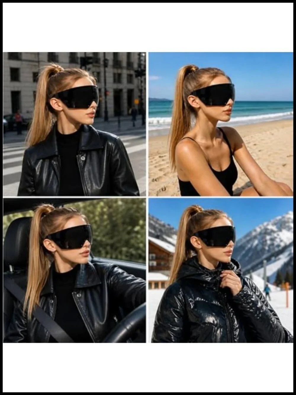 Oversized Wrap Around Shield Sunglasses UV400 Protection Unisex